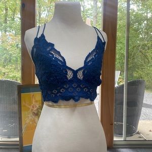 Free People Lace Bralette M Blue Cobalt NWT New